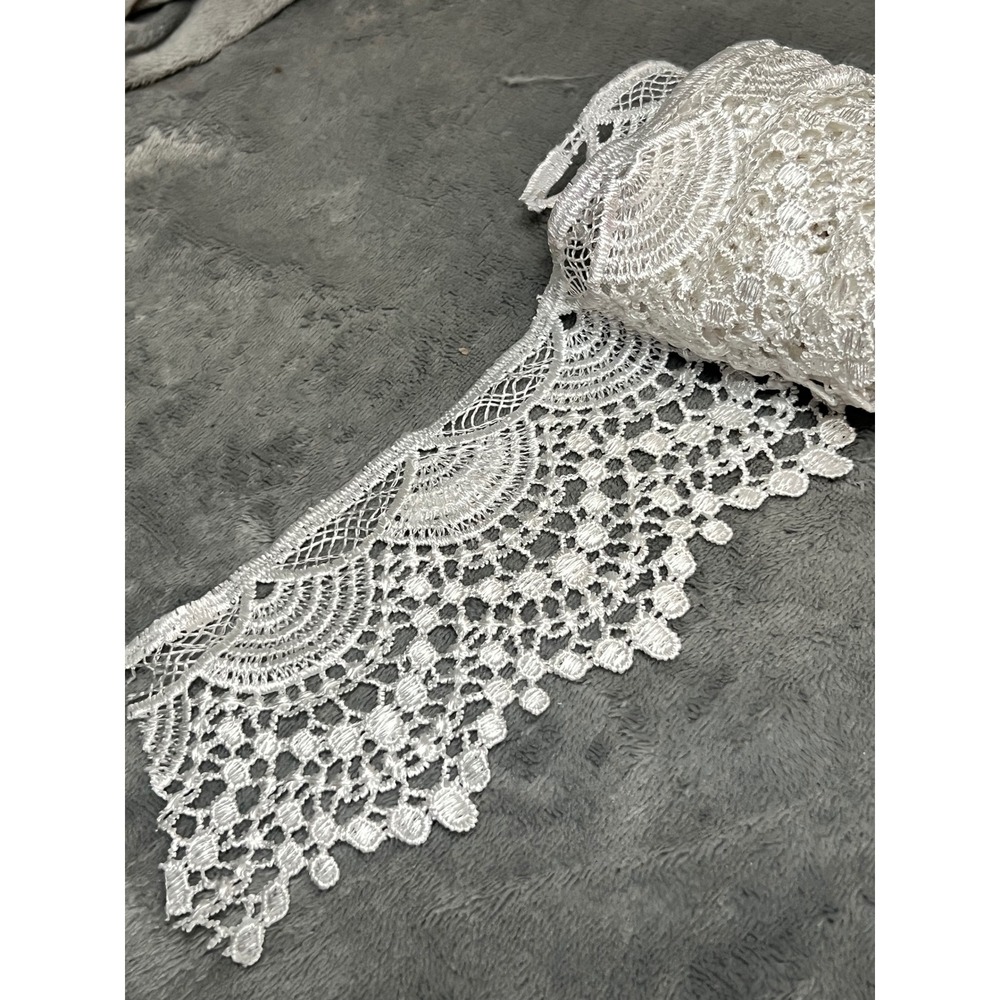 White Guipure Lace Trim 74" Wide Floral Scalloped Bridal Sewing Costume Craft